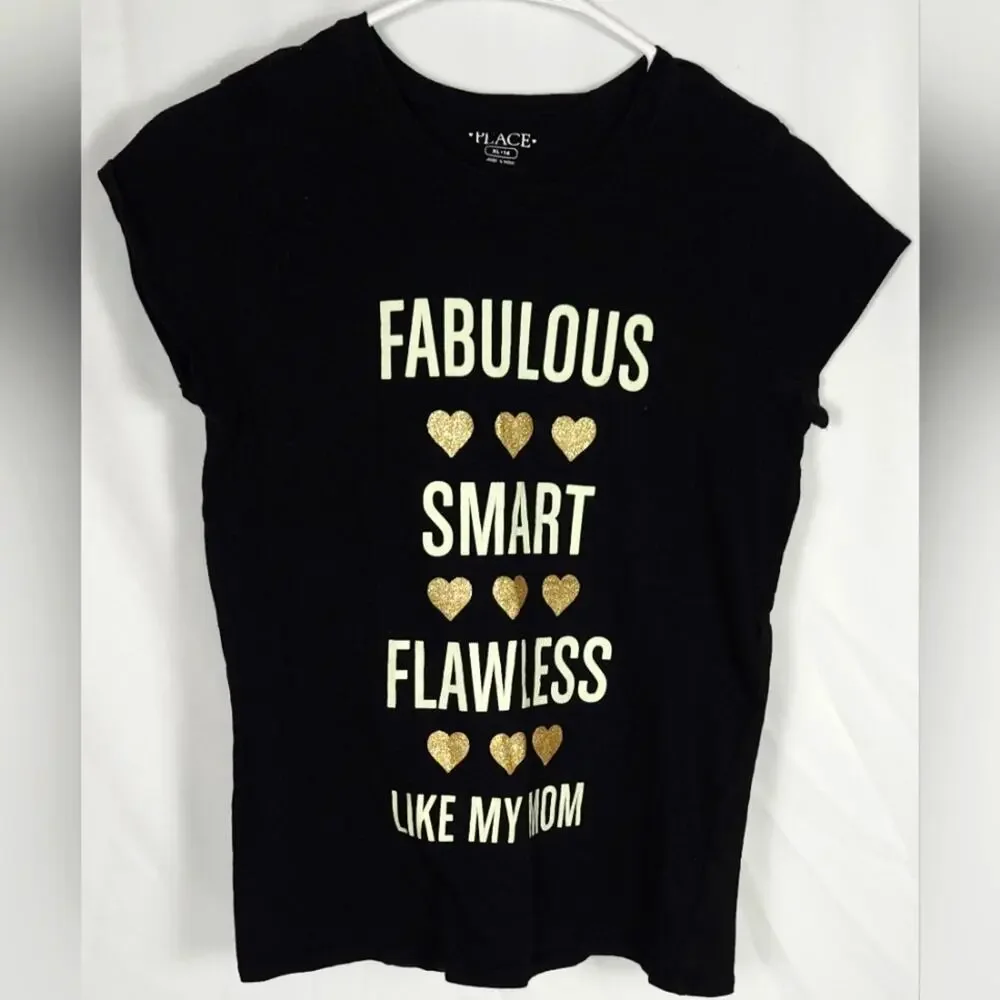 Children’s Place Girls Graphic Tee • Sz 14 XL • Glow Lettering • EUC